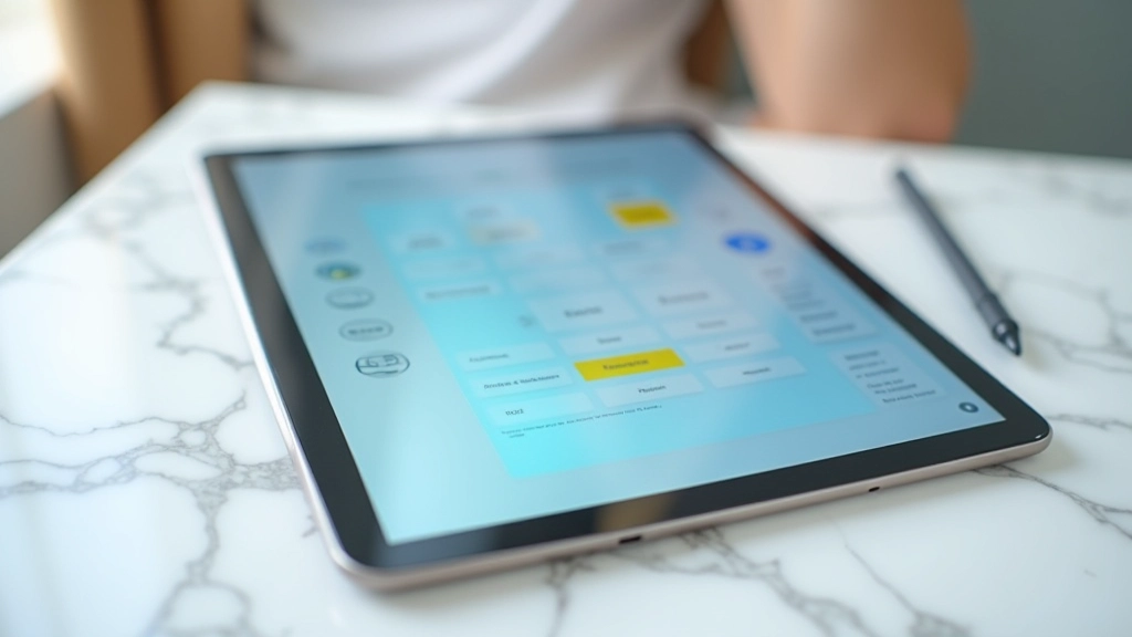 Forskellige platformlogotyperog sammenligningsskema på tablet