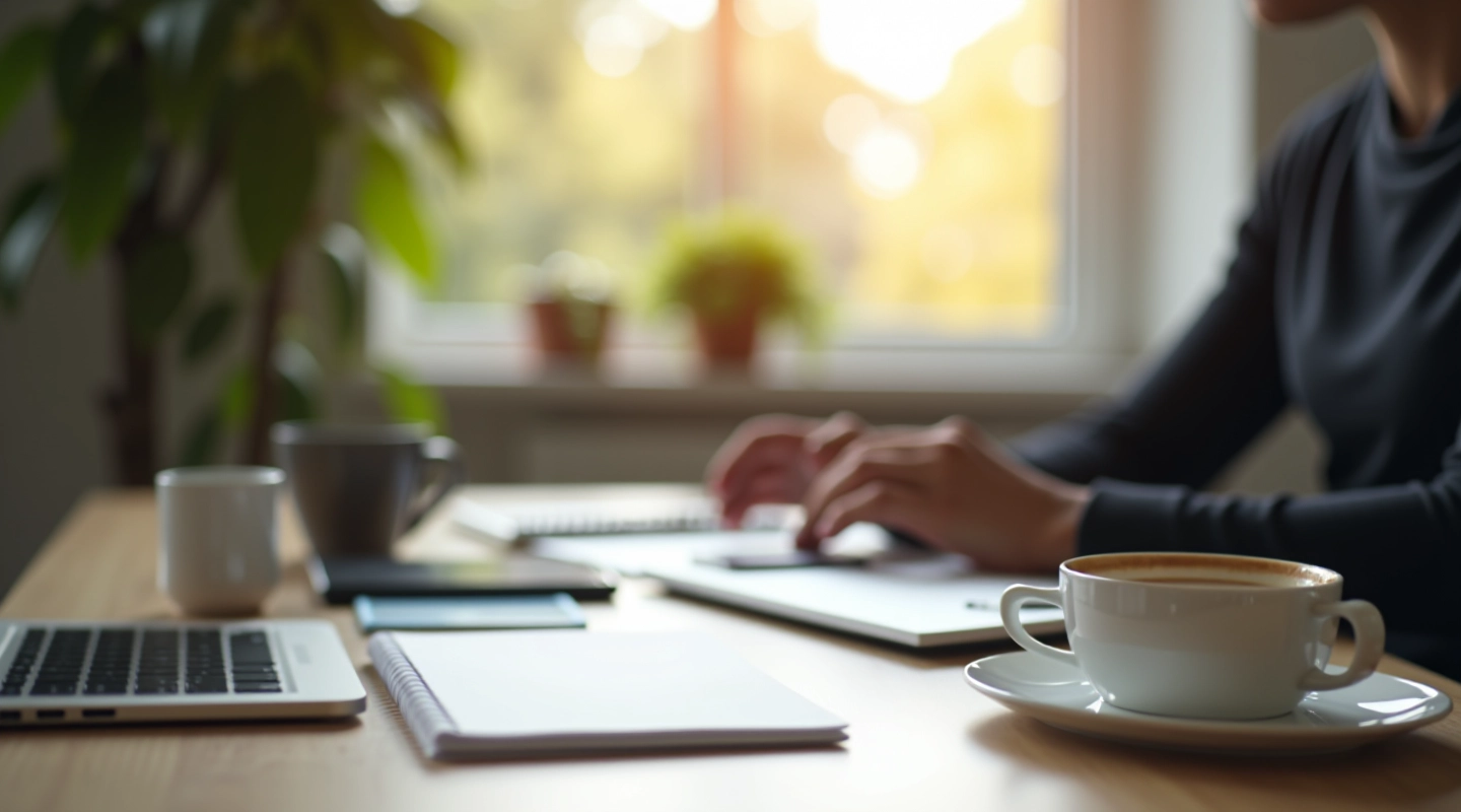 Moderne arbejdsplads med digitale værktøjer til sideindkomst